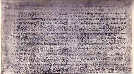 Un exemple de palimpseste : le <em>Codex Ephraemi</em>. Musée national de Paris