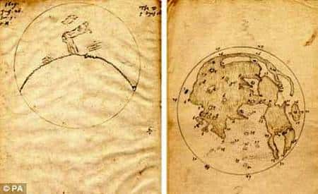 Carte et limbe lunaire, dessinés par Thomas Herriot en 1609, cinq mois avant celle de Galilée. Source : <em>Royal Astronomical Society</em>
