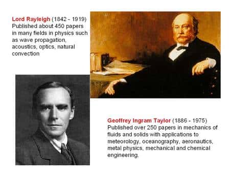 En haut Lord Rayleigh et en bas Geoffrey Taylor, les découvreurs et théoriciens de l'instabilité portant leurs noms. Crédit : H. Schmeling, <em>Institute of Geophysics, Goethe University, Frankfurt.</em>
