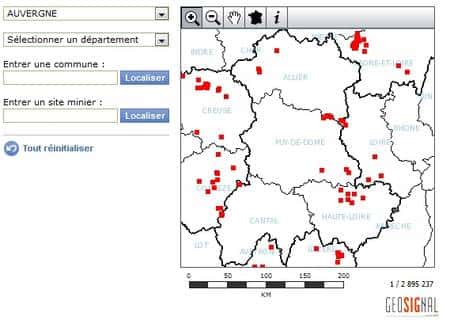 La carte interactive montre les anciennes mines d'uranium par commune, département ou région. © IRSN