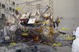 La sonde LRO et ses six instruments (voir dans le texte). © Nasa/Debbie McCallum