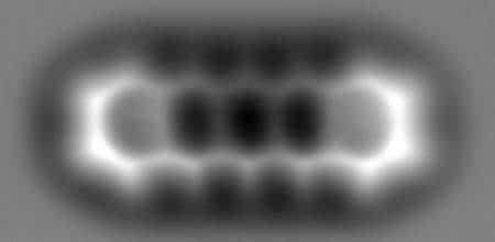 L'image de la molécule déduite des observations avec l'AFM à pointe de monoxyde de carbone. Crédit : <em>IBM Research–Zurich</em>