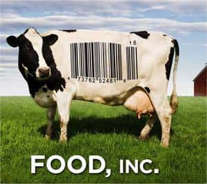 L'affiche de <a href="http://www.foodincmovie.com/" target="_blank"><em>Food, Inc.</em></a>, réalisé par Robert Kenner, le documentaire qui coupe l'appétit.