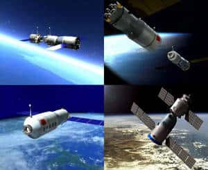 Configurations possibles de station spatiale formées à partir de modules de type Tiangong et de modules orbitaux des véhicules spatiaux Shenzhou.