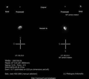L'astronome italien A. Medugno est l'un des rares amateurs ayant pu réaliser des images détaillées de la surface de Vesta. Crédits : A. Medugno