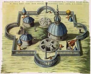 Représentation de l'observatoire de Tycho Brahé de l'Atlas Major de J. Blaeu, Amsterdam 1662