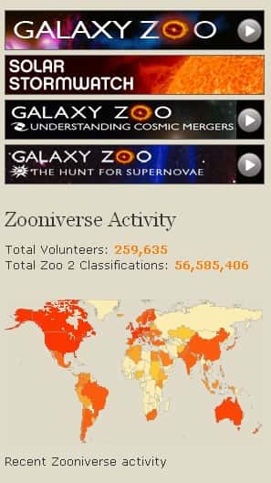 La plate-forme astronomique Zooniverse propose aux internautes du monde entier de collaborer à différents projets. Crédit Zooniverse 