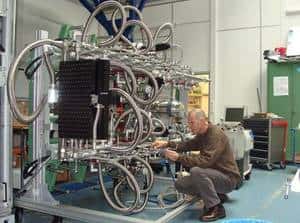 Le système de cryogénie de Muse en test à l'ESO. Crédit ESO