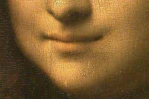 En 1503, il commence son célébrissime portrait de Mona Lisa. Détail de <em>La Joconde</em>. © Léonard de Vinci, domaine public