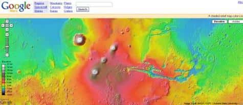 L'interface de Google Mars est semblable à celle de Google Local. © Nasa/JPL/<em>Arizona State University</em> 
