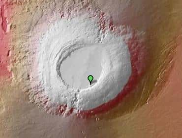 Arsia Mons, vu par Google Mars (infrarouge). © Nasa/JPL/<em>Arizona State University</em>