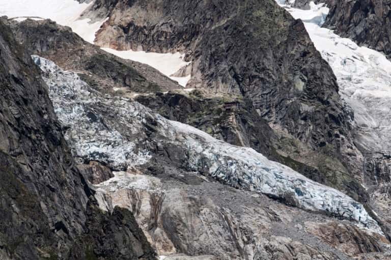  Le glacier de Planpincieux à Courmayeur, le 6 août 2020 au Val Ferret, en Italie. Une partie, qui représente l'équivalent de la cathédrale de Milan, menace de s'effondrer. © Marco Bertorello, AFP 
