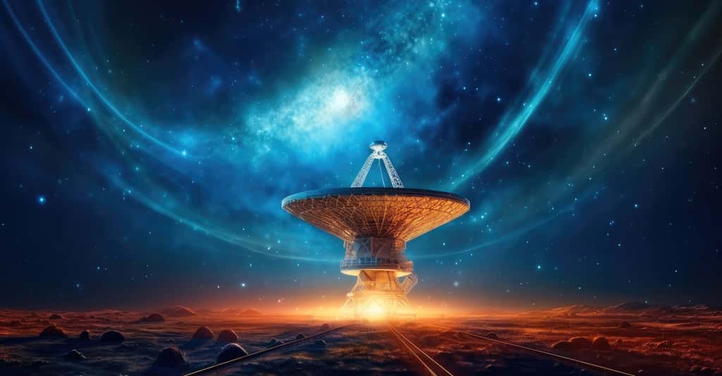 Des astronomes de l’université de Cambridge (Royaume-Uni) montrent que la forme du signal à 21 centimètres émis par l’hydrogène neutre pendant l’âge sombre de notre Univers dépend tout particulièrement de la masse des premières étoiles de notre Univers. © visoot, Adobe Stock