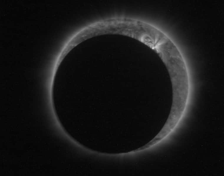 L'éclipse annulaire de Soleil du 15 janvier 2009 vue de l'espace par le satellite européen Proba-2. Crédits : Esa