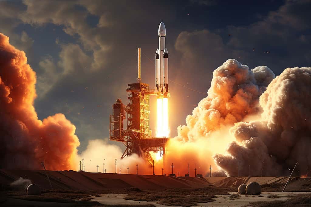 Une fusée SpaceX Falcon 9 au moment du décollage. © Altaïr, Adobe Stock
