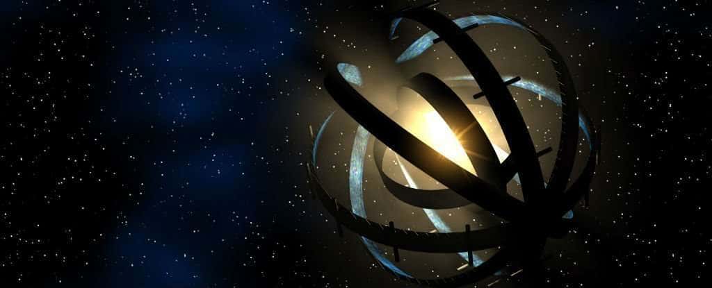 Illustration d’une sphère de Dyson en construction autour d’une étoile, hypothèse envisagée pour expliquer les étranges variations de luminosité avec l’étoile Tau Ceti. © capnhack.com 