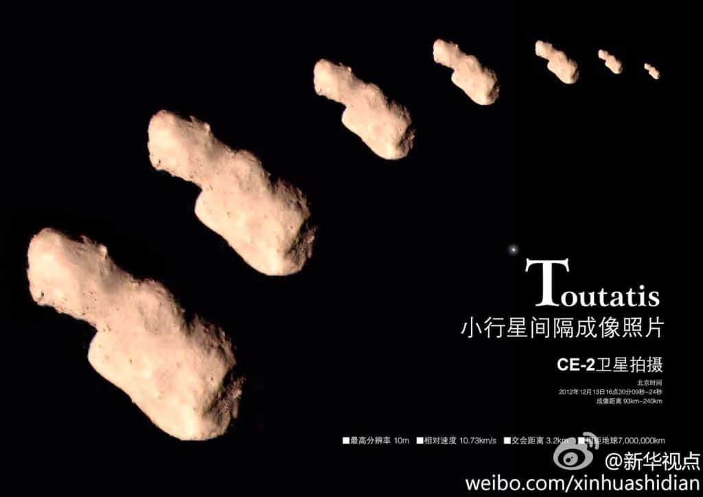 L'astéroïde Toutatis survolé par la sonde Chang'e 2 de la Cnsa. © Cnsa, Clep 