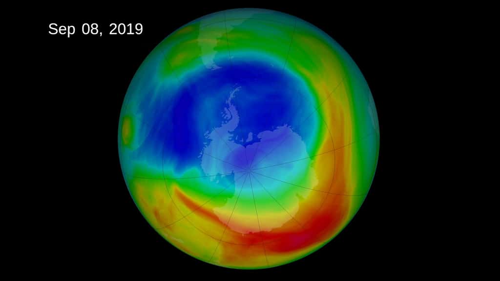 Le 8 septembre 2019, le trou dans la couche d’ozone au-dessus de l’Antarctique a atteint son maximum annuel. © Nasa