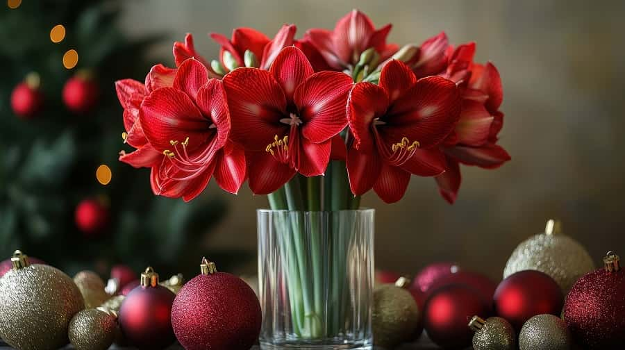 L'amaryllis fleurit majestueusement l'ambiance festive de Noël. © peppastocker, Adobe Stock