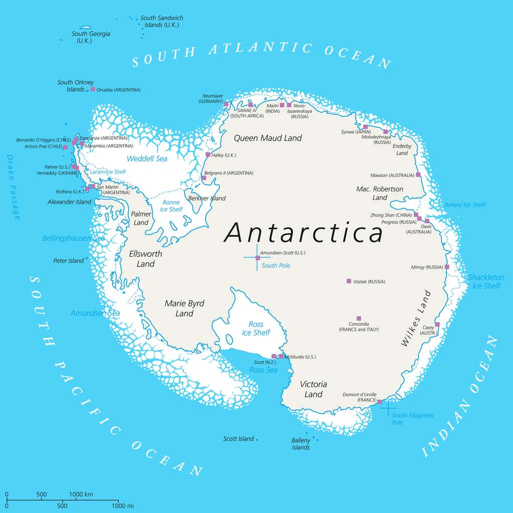 En Antarctique, seul 1 % des terres ne sont pas recouvertes de glace : un chiffre que le Giec envisage à la hausse dans les futures décennies. © Peter Hermes Furian, Adobe Stock 