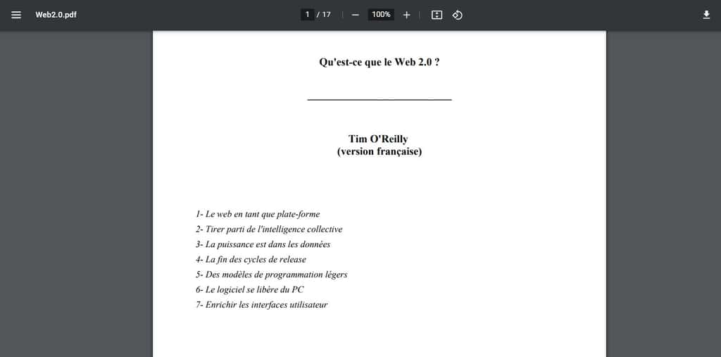 Dans ce document – ici en version française – Tim O’Reilly définit les tenants et aboutissants du Web 2.0. © Tim O'Reilly