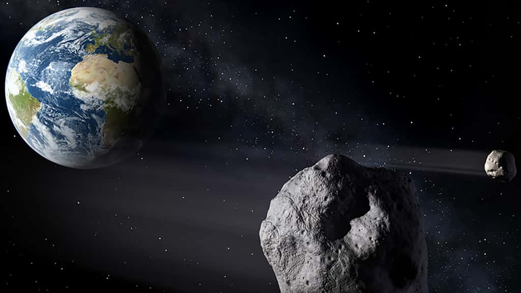 Dévier un astéroïde, que ce soit par un percuteur cinétique ou en le tractant gravitationnellement, est la solution la plus simple pour se protéger d'un astéroïde filant droit sur la Terre. Du moins s'il est recensé suffisamment tôt. © ESA, Pierre Caril