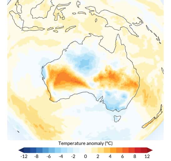 L'écart des températures à la normale en Australie le 4 mars 2024. © Copernicus