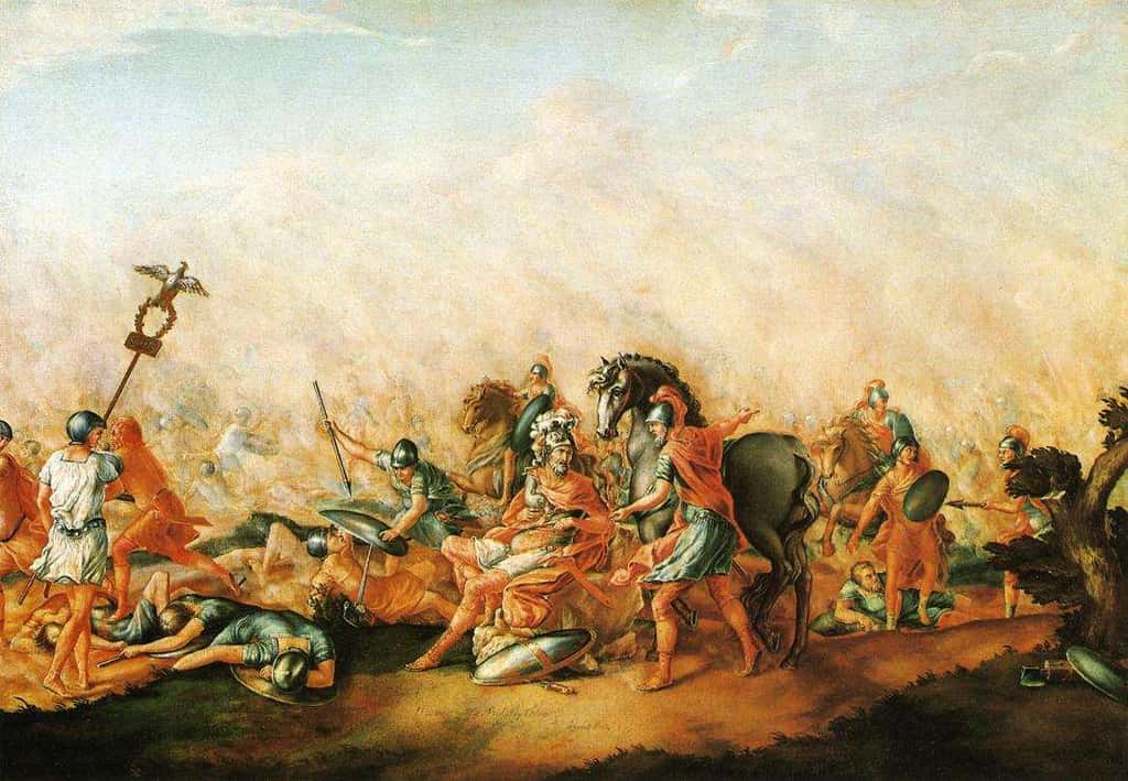 La mort de Paulus Aemilius à la bataille de Cannes par John Trumbull (1773)