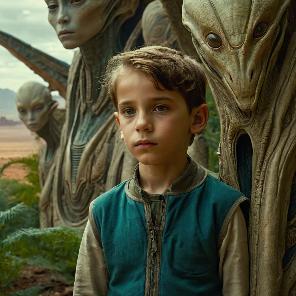 « Un très beau jeune garçon perdu dans un magnifique territoire alien avec des reliefs très esthétiques ». © Maze Guru