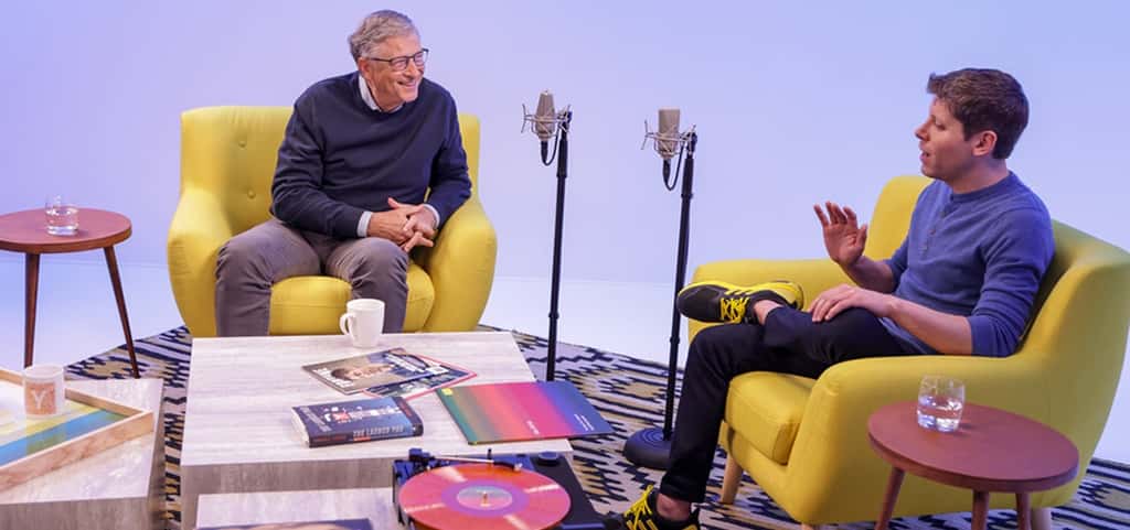 Bill Gates en compagnie de Sam Altman pour son blog GatesNotes. © GatesNotes