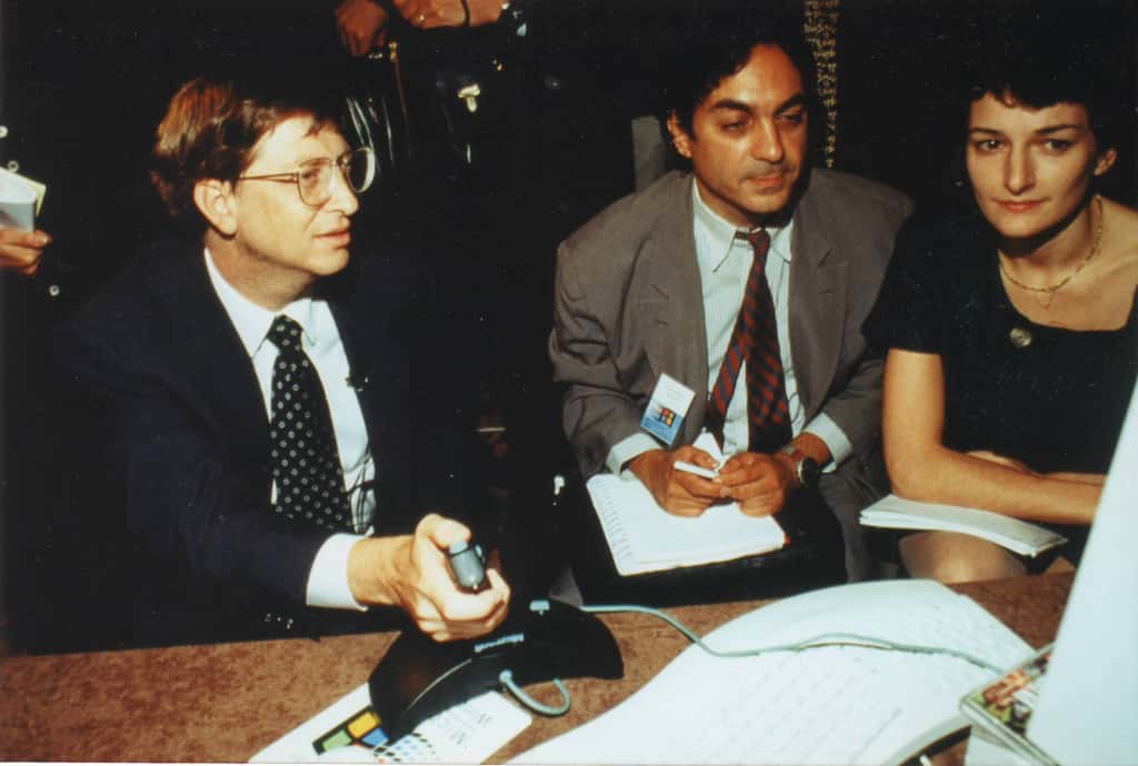 Bill Gates à Paris pour le lancement de Windows 95. © D. Ichbiah 