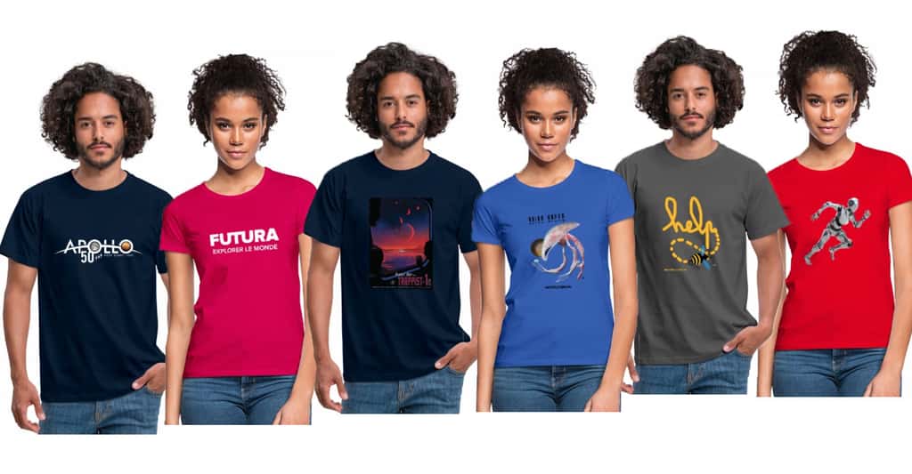 En version homme et femme, les T-shirts de la boutique Futura misent sur la couleur. © Futura