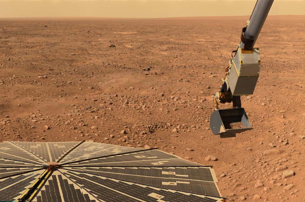 Le bras robotisé de Phoenix Mars Lander en action sur Mars. © Nasa