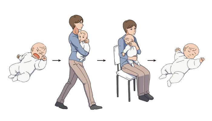 D’après les chercheurs, une marche d'environ 5 minutes, suivie d'une position assise d'environ 8 minutes, devrait contribuer à calmer les bébés et à les endormir. © Ohmura <em>et al. Current Biology</em> (2022)