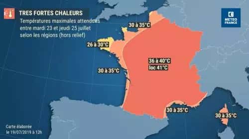 Le pays connaîtra un nouvel épisode caniculaire la semaine du 22 juillet 2019, sans toutefois dépasser les températures record de la canicule de fin juin. © Météo-France