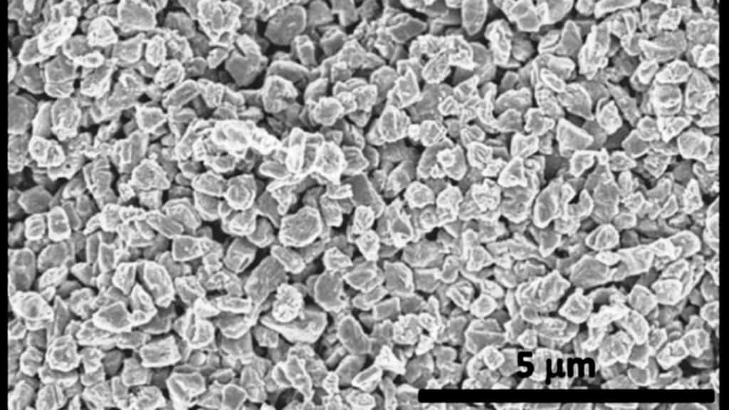 Les microdiamants obtenus à partir d'un film de carbone chauffé au laser sont observés sur cette image à l'aide d'un microscope électronique. © Jagdish Narayan, Anagh Bhaumik,<em> APL Materials, North Carolina State University</em>