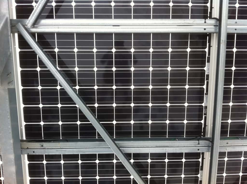 Chaque module solaire se compose de 60 cellules photovoltaïques EarthON carrées mesurant 15,6 cm de côté. Leur galette de silicium monocristallin mesure en moyenne 180 µm d’épaisseur. Les contacts sont en argent. © PVG Solutions
