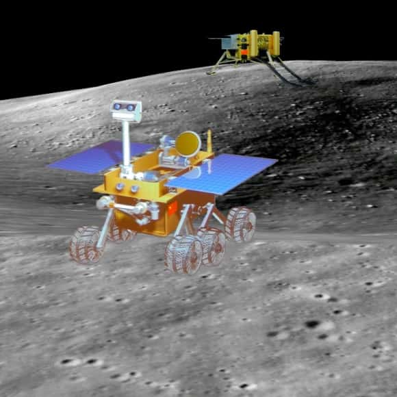 Troisième mission chinoise à destination de la Lune, Chang'e 3, dont le lancement est prévu en fin d'année, comporte l'atterrissage d'un rover. Une performance technologique qui signera un nouveau progrès spatial chinois et confirmera à ce pays son statut de troisième puissance spatiale. © CNSA