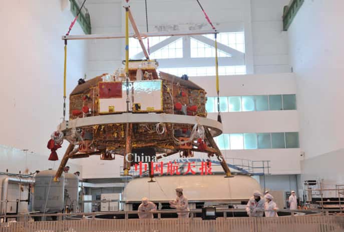 L'atterrisseur de la mission Chang'e 3 surprend par sa taille. Il préfigure peut-être quelque chose de plus audacieux pour les missions suivantes Chang'e 4 &amp; 5. © CNSA