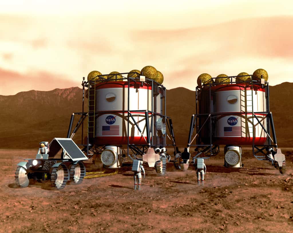 La Nasa veut envoyer des Hommes sur Mars via la Lune dès 2033. En 1993, l'Homme réfléchissait déjà à des habitats martiens. © Nasa