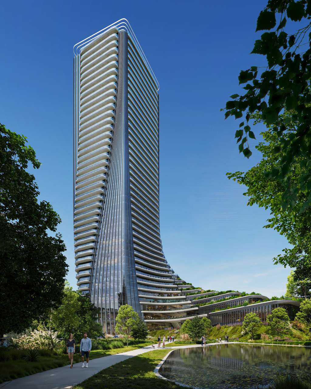 À proximité de la tour, une verdure omniprésente ! © Zaha Hadid Architects