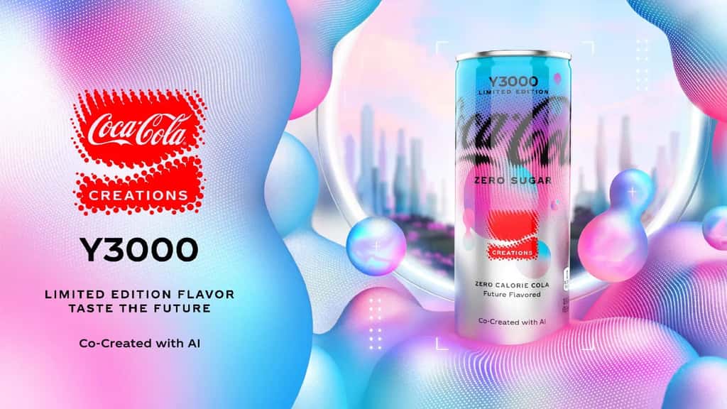 L’Intelligence Artificielle n’a pas seulement influé sur le goût mais aussi sur le packaging de la canette Y3000. © Coca Cola