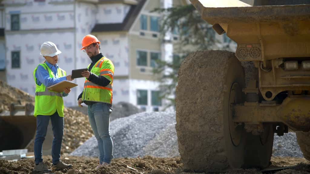 Le conducteur de travaux collabore avec l'architecte et les hommes sur le chantier afin de s'assurer que toutes les phases du chantier se déroulent dans les temps et selon les plans prévus. © Robert Peak, Adobe Stock.