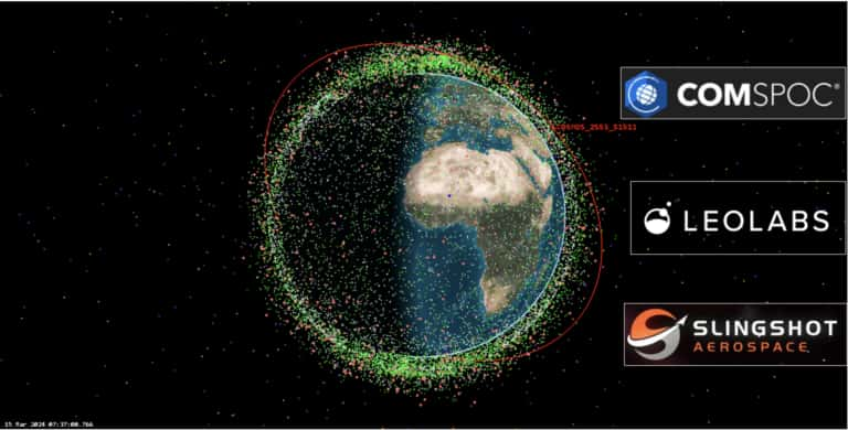 La ligne rouge montre la trajectoire orbitale du Cosmos-2553. © Comspoc