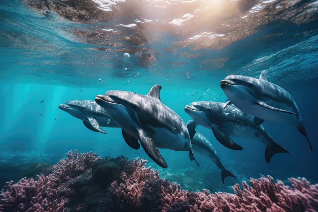   Les dauphins sont capables de se diriger grâce aux rebonds des ultrasons qu’ils envoient. © Eva Polikarpova, Adobe Stock