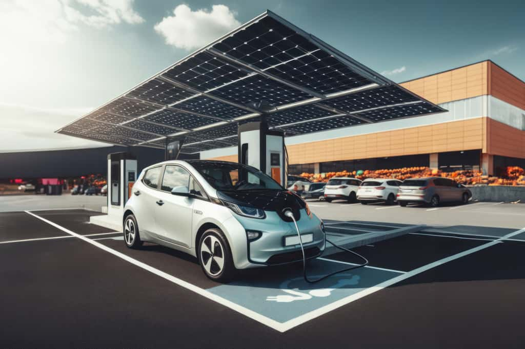 L'installation de panneaux solaires sur les parkings permettra de recharger les véhicules électriques d'une énergie verte ! © Sébastien Jouve, Adobe Stock