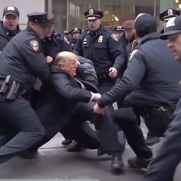 L’artiste Eliot Higgins a créé plusieurs deepfakes célèbres de Donald Trump aux prises avec des forces de police. © Eliot Higgins