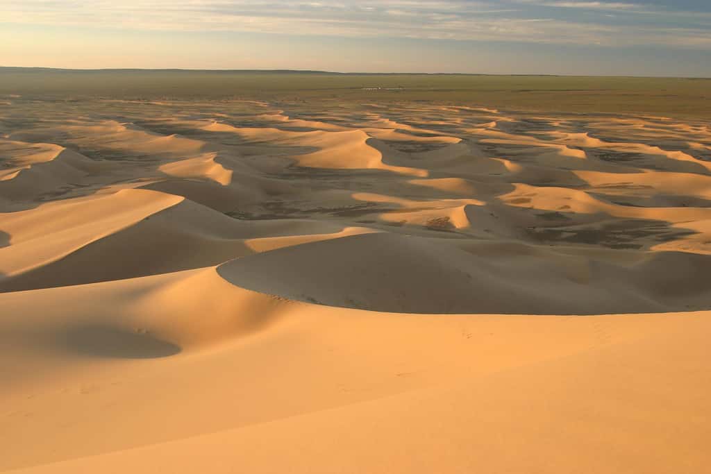 Le désert de Gobi se caractérise par des paysages variés notamment composés de vastes plaines, de steppes, de zones rocheuses ou sableuses, ou encore de chaînes de montagnes. © PNP!, Flickr, cc by nc nd 2.0