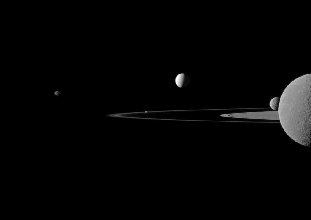 Janus, Pandore, Encelade et Rhéa