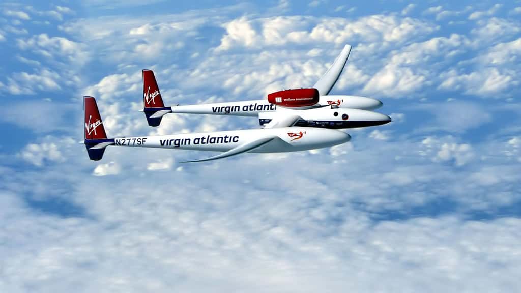 Le GlobalFlyer dans les nuages. Le tour du monde en solitaire de Steve Fossett à bord du GlobalFlyer débuta le 28 février 2005 et se termina le 3 mars de la même année. Le pilote ne fit aucune escale et son vol dura 67 heures 2 minutes et 38 secondes. Un record. © Virgin Atlantic GlobalFlyer